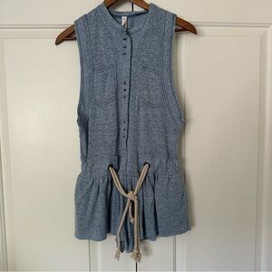 Free people movement blue button front romper